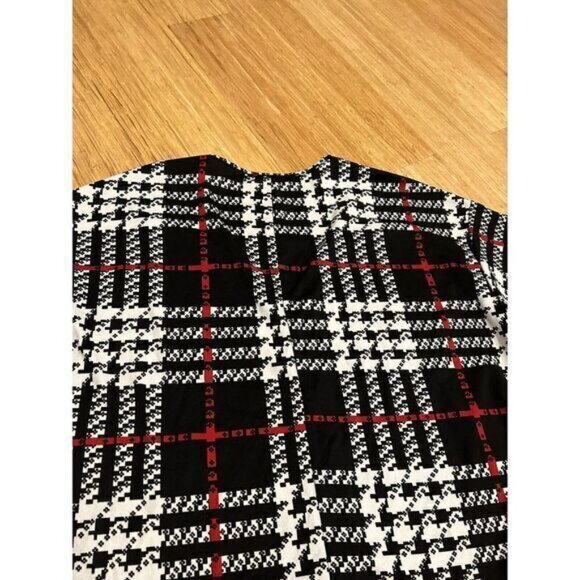 Shein Sz XL Black red and white plaid zip up popover top zip Jacket holiday Work - Picture 8 of 10